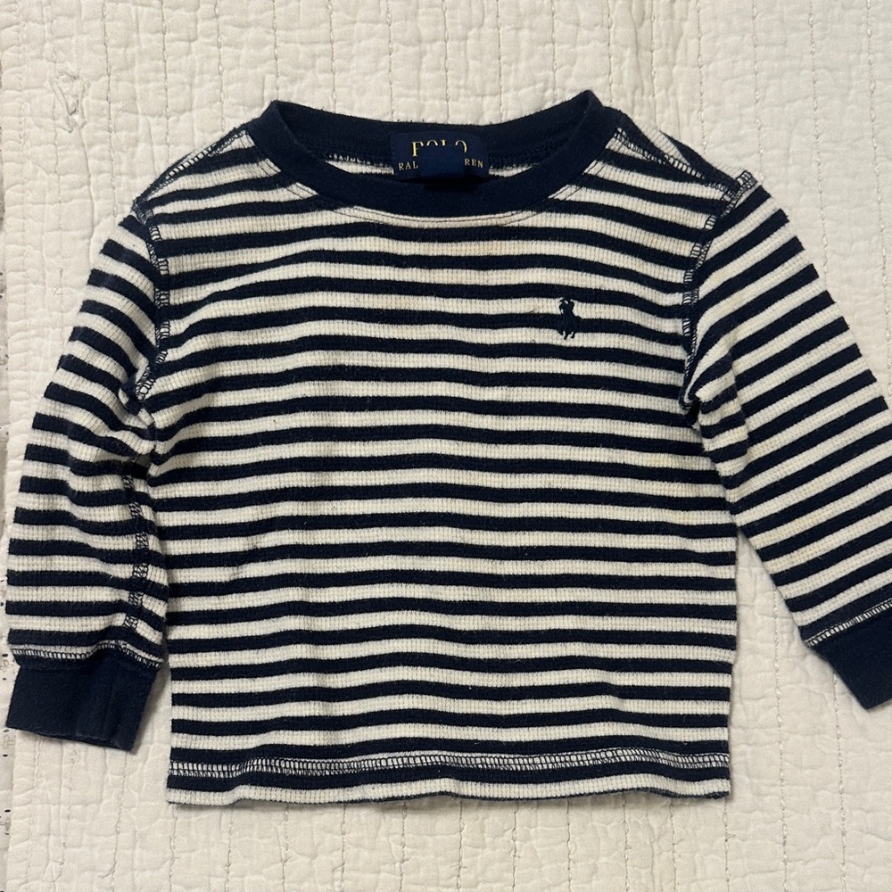 Ralph Lauren Navy & White Striped Long-Sleeve Tee